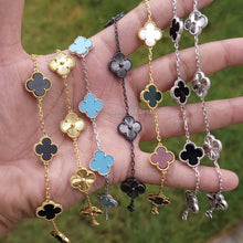 Load image into Gallery viewer, Real Solid 925 Silver Clover Bracelets Adjustable 7&quot; - 8&quot; - Available in Black, Gold, Pink, Green, and More
