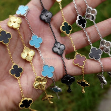 Load image into Gallery viewer, Real Solid 925 Silver Clover Bracelets Adjustable 7&quot; - 8&quot; - Available in Black, Gold, Pink, Green, and More
