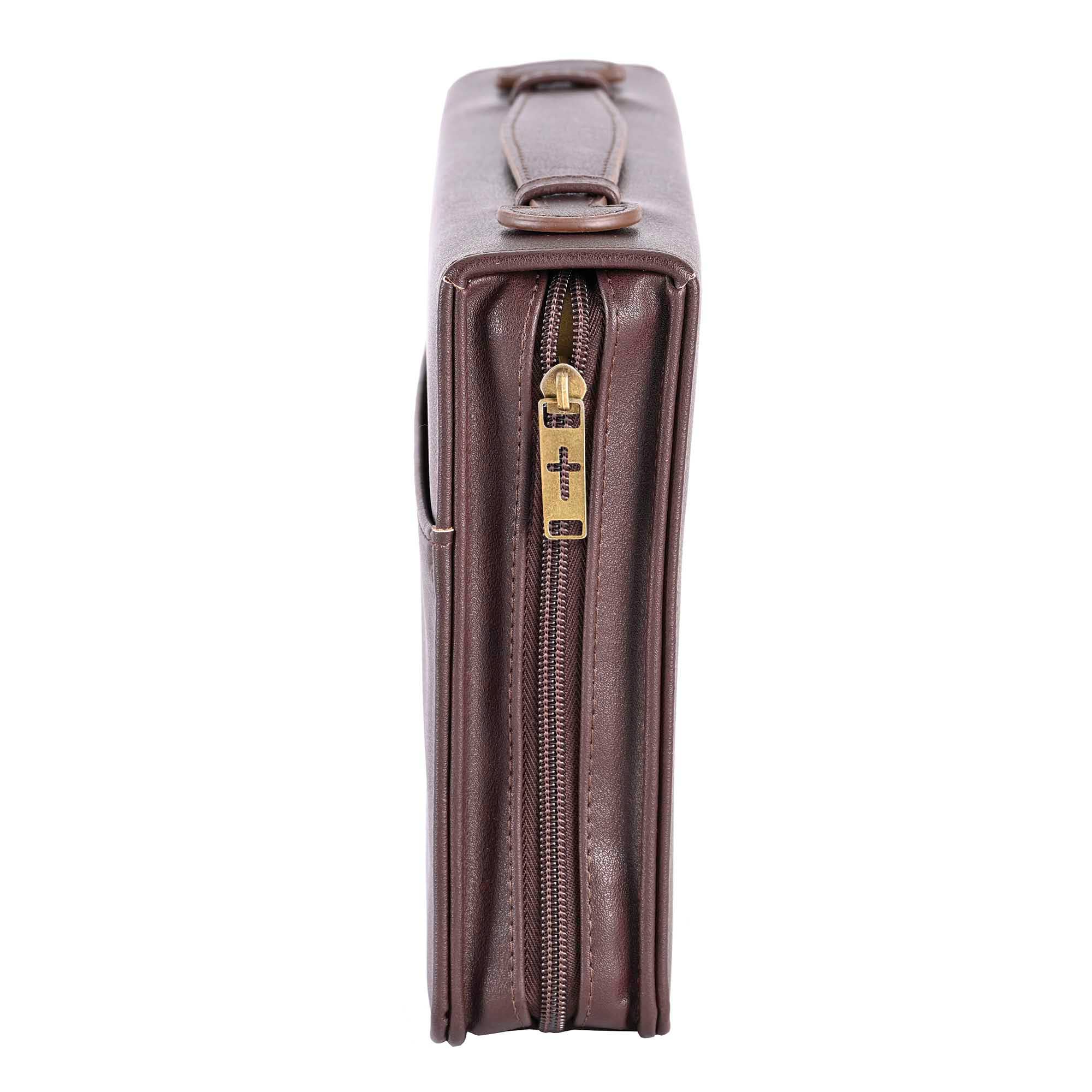 White Dove -BIBLE COVER CLASSIC FAUX LEATHER-Brown-XL