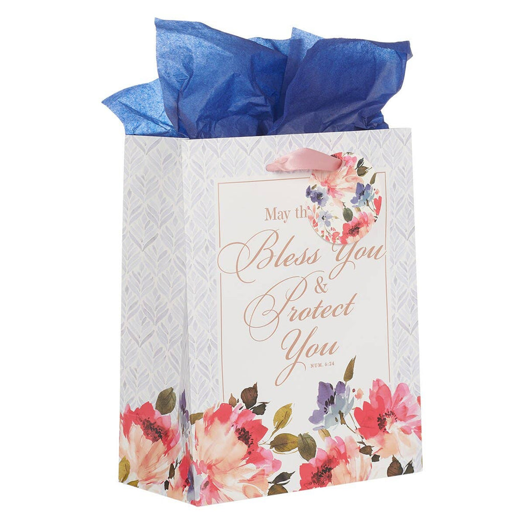 Gift Bag MD White/Blue May the Lord Bless Num. 6:24