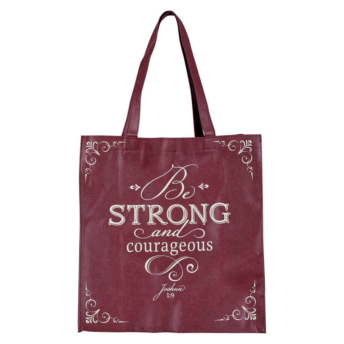 Tote Plum Be Strong and Courageous Josh. 1:9
