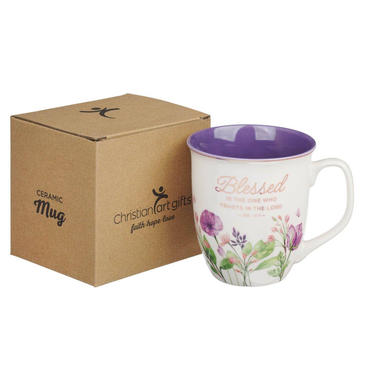 Mug Purple Floral Blessed Jer. 17:7