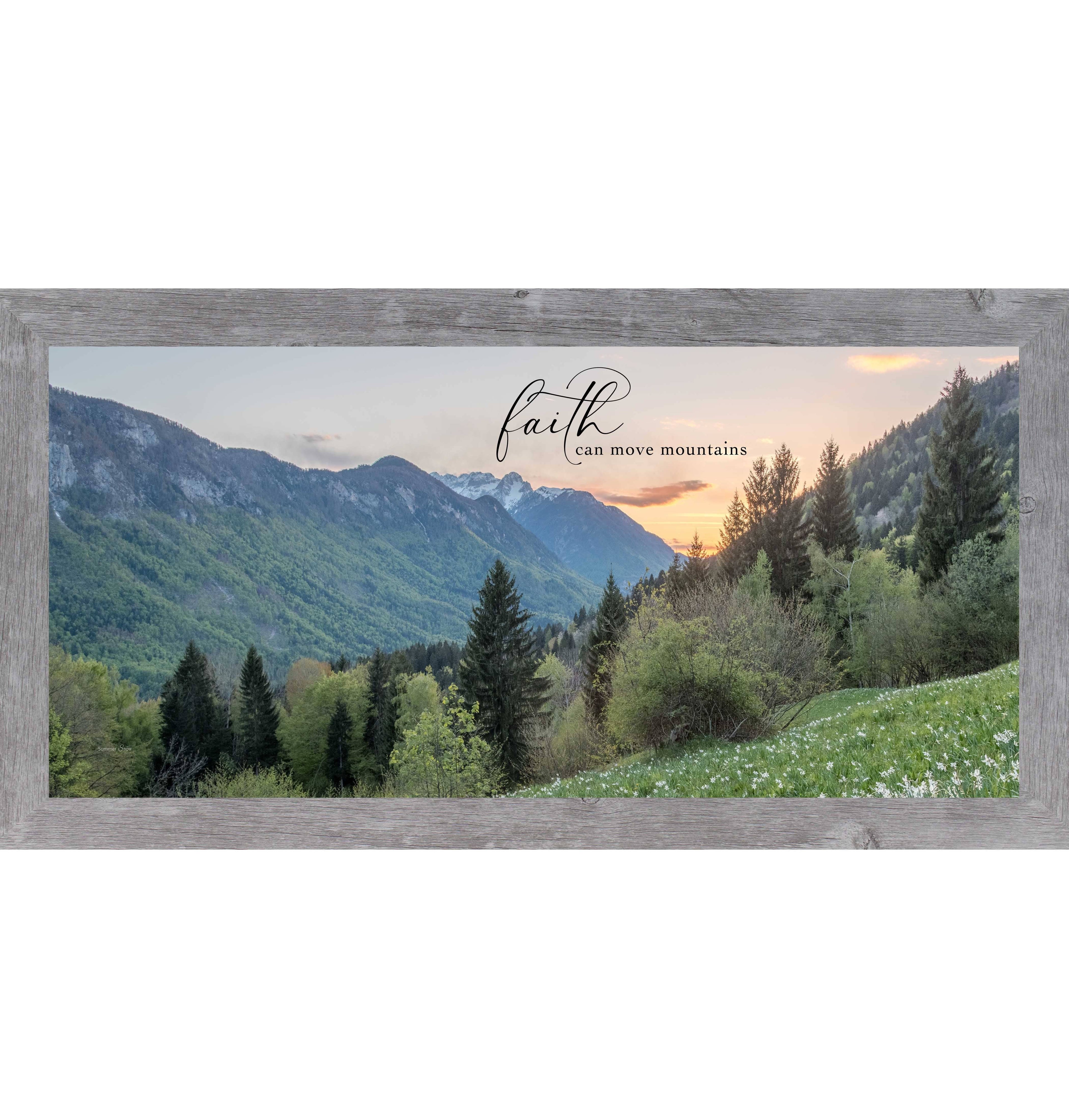 Faith Can Move Mountains Wall Art – Scenic Mountain Sunrise Inspirational Quote (SA2010)