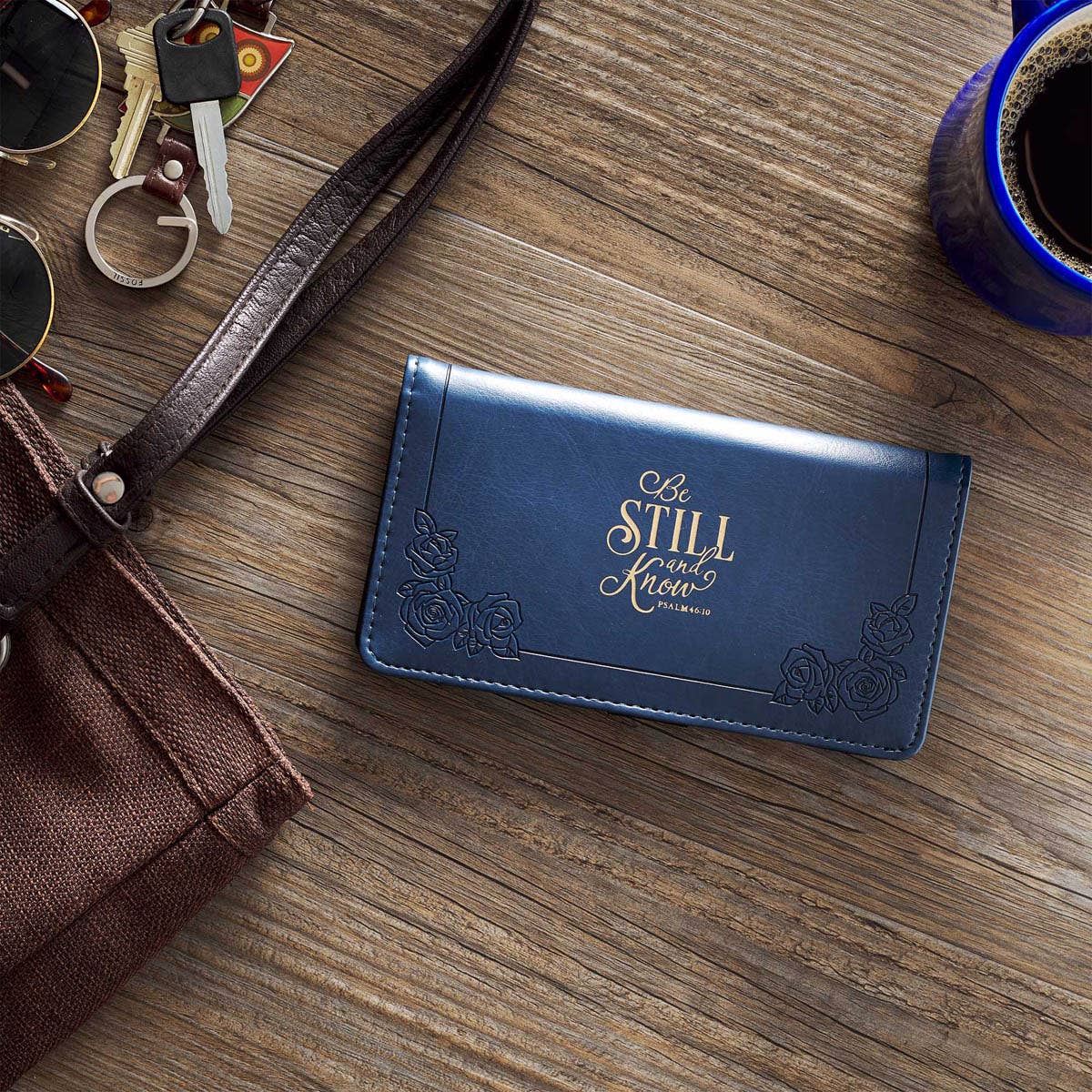 Checkbook Wallet Navy Be Still Ps. 46:10