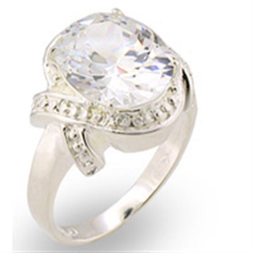 30306 - High-Polished 925 Sterling Silver Ring with AAA Grade CZ in Clear - Jewelry Store by Erik Rayo