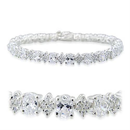 31916 - High-Polished 925 Sterling Silver Bracelet with AAA Grade CZ in Clear - Jewelry Store by Erik Rayo