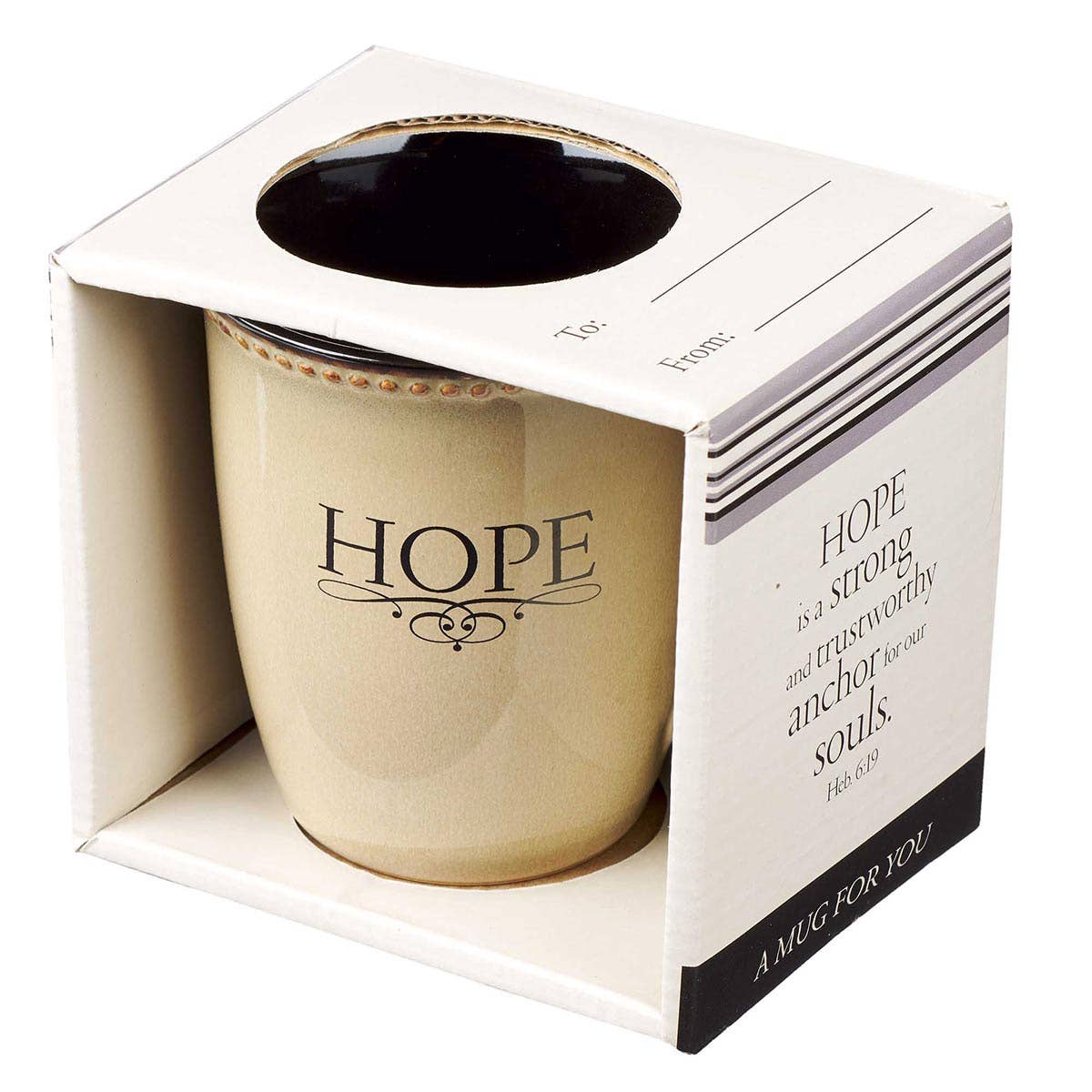Mug Stoneware Ivory/Black Hope Heb. 6:19