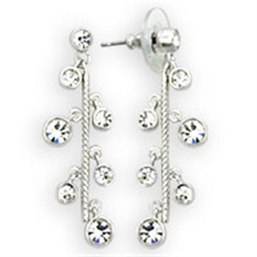 36409 - High-Polished 925 Sterling Silver Earrings with Top Grade Crystal in Clear - Jewelry Store by Erik Rayo