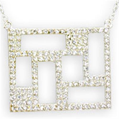 36514 - High-Polished 925 Sterling Silver Necklace with AAA Grade CZ in Clear - Jewelry Store by Erik Rayo