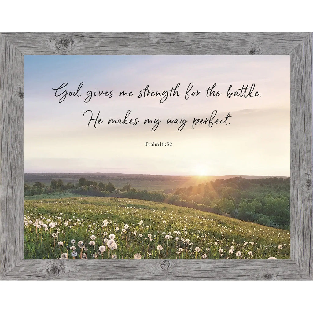 Christian Landscape God Gives Me Strength Framed Art