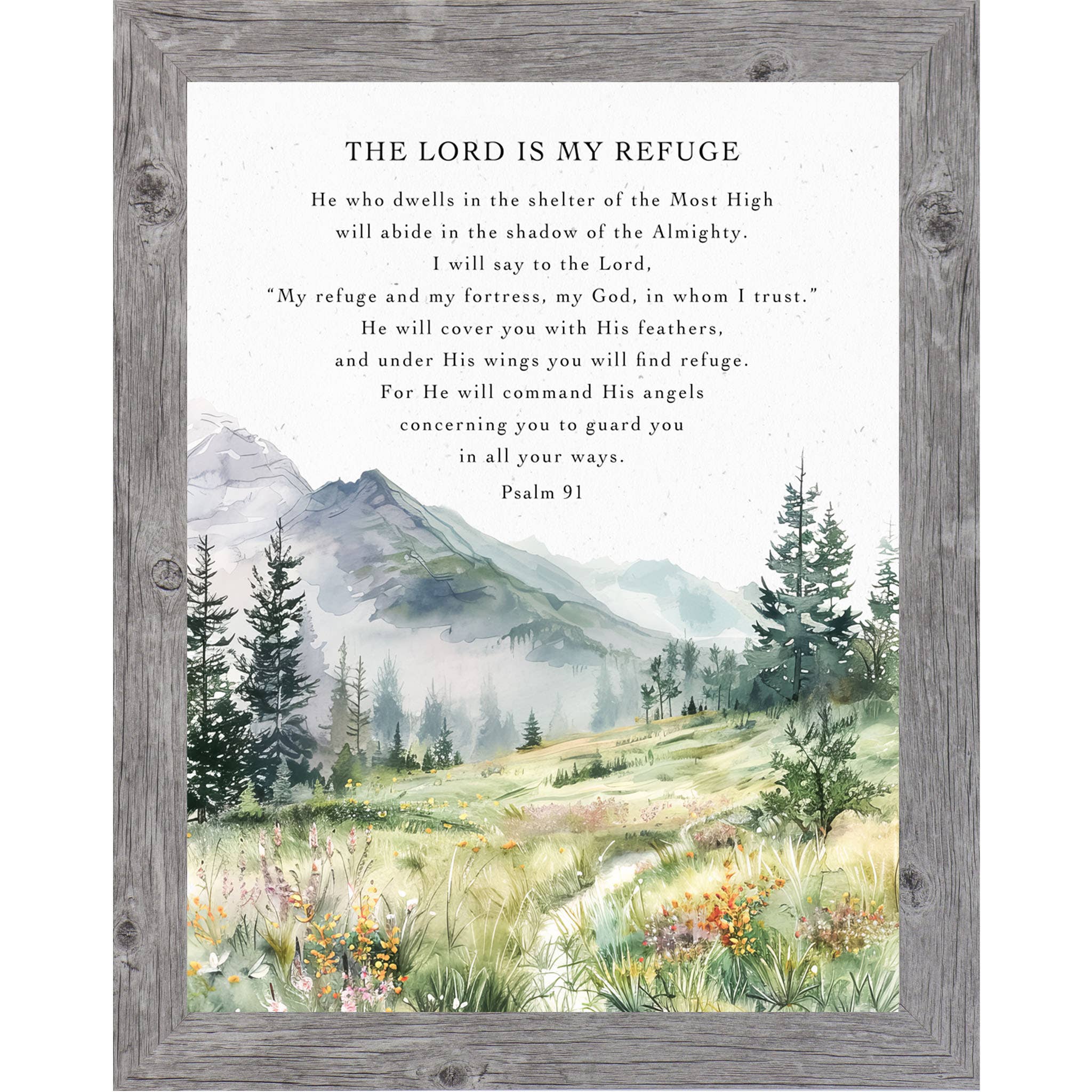The Lord Is My Refuge Psalm 91 Christian Art Sign Decor