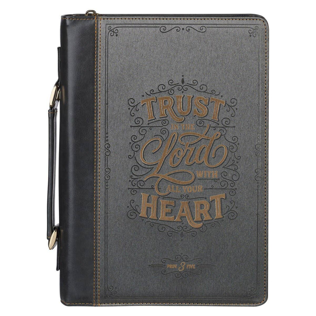 Bible Cover Fashion Charcoal/Black Trust In The Lord Prov3:5