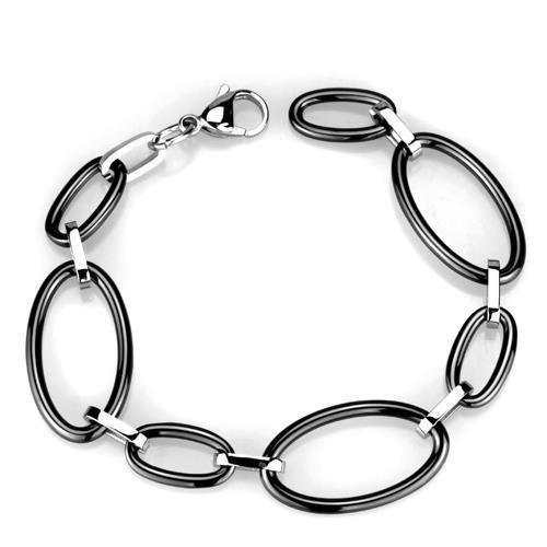 3W1003 - High polished (no plating) Stainless Steel Bracelet with Ceramic in Jet - Jewelry Store by Erik Rayo