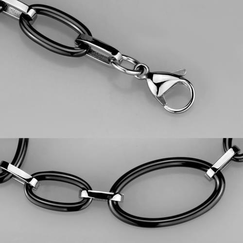 3W1003 - High polished (no plating) Stainless Steel Bracelet with Ceramic in Jet - Jewelry Store by Erik Rayo
