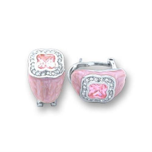 41804 - High-Polished 925 Sterling Silver Earrings with AAA Grade CZ in Rose - Jewelry Store by Erik Rayo