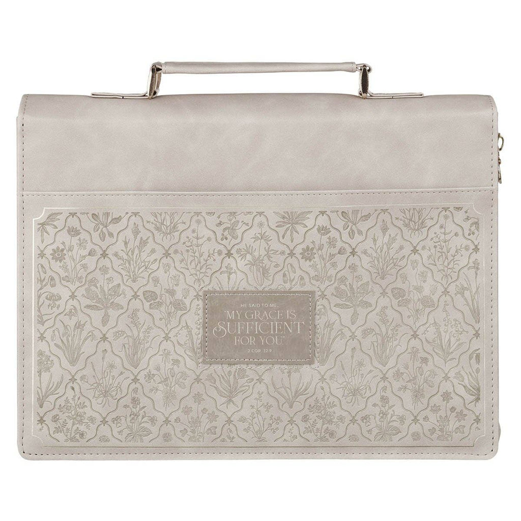 Bible Cover Fashion Taupe My Grace Is Sufficient 2 Cor 12:9