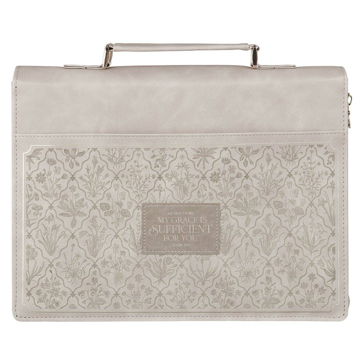 Bible Cover Fashion Taupe My Grace Is Sufficient 2 Cor 12:9