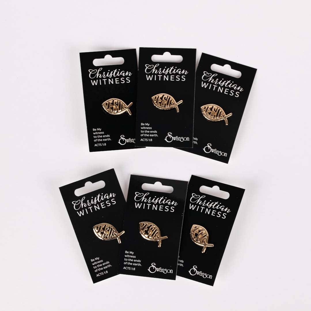 Lapel Pin Jesus Fish Gold Pk6