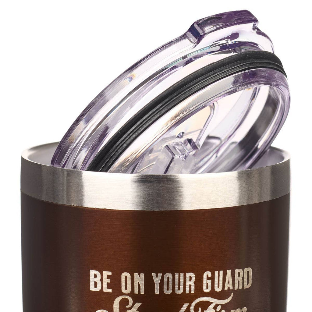 Mug SS Travel Brown Stand Firm in the Faith 1 Cor. 16:13
