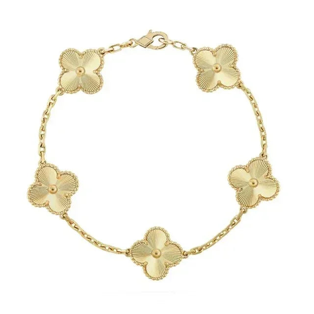 925 Silver All Gold Clover Bracelets for Men and Women 6" 7" and 8" Inches Adjustable - Jewelry Store by Erik Rayo