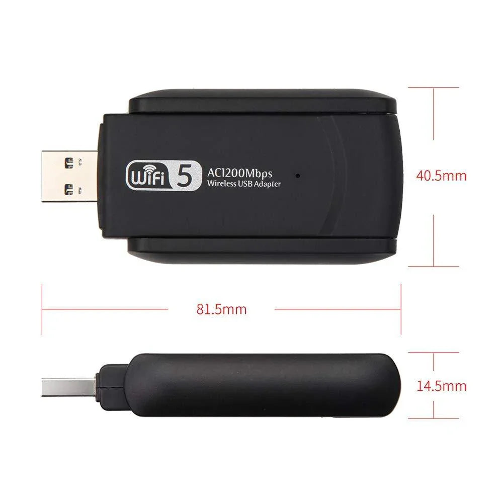 1200Mbps Long Range AC1200 Dual Band 5GHz Wireless USB 3.0 WiFi Adapter Antennas