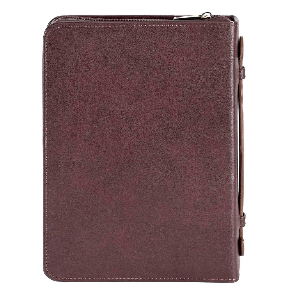 White Dove -BIBLE COVER CLASSIC FAUX LEATHER-Brown-XL