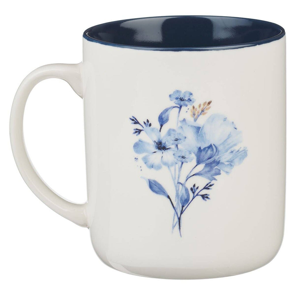 Mug Set 4pc Blue Floral Geometric