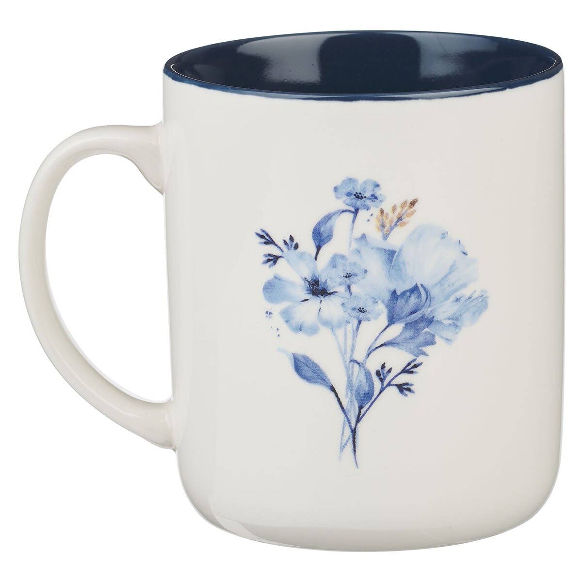 Mug Set 4pc Blue Floral Geometric