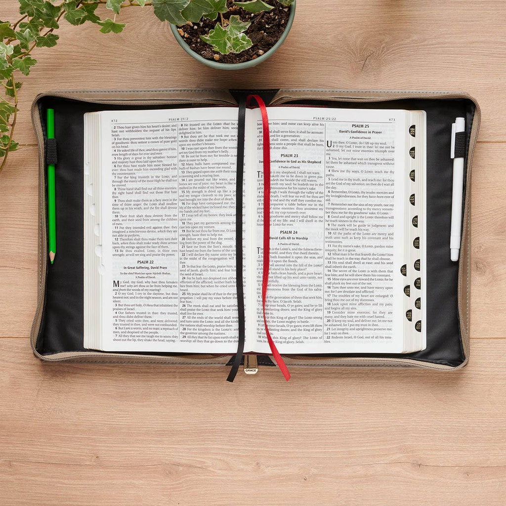 Bible Cover Fashion Taupe  Amazing Grace Isa. 53:5