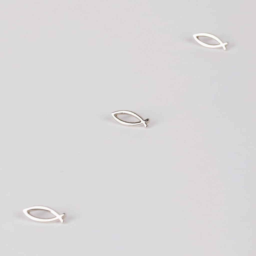 Lapel Pin Open Fish Silver Pk6