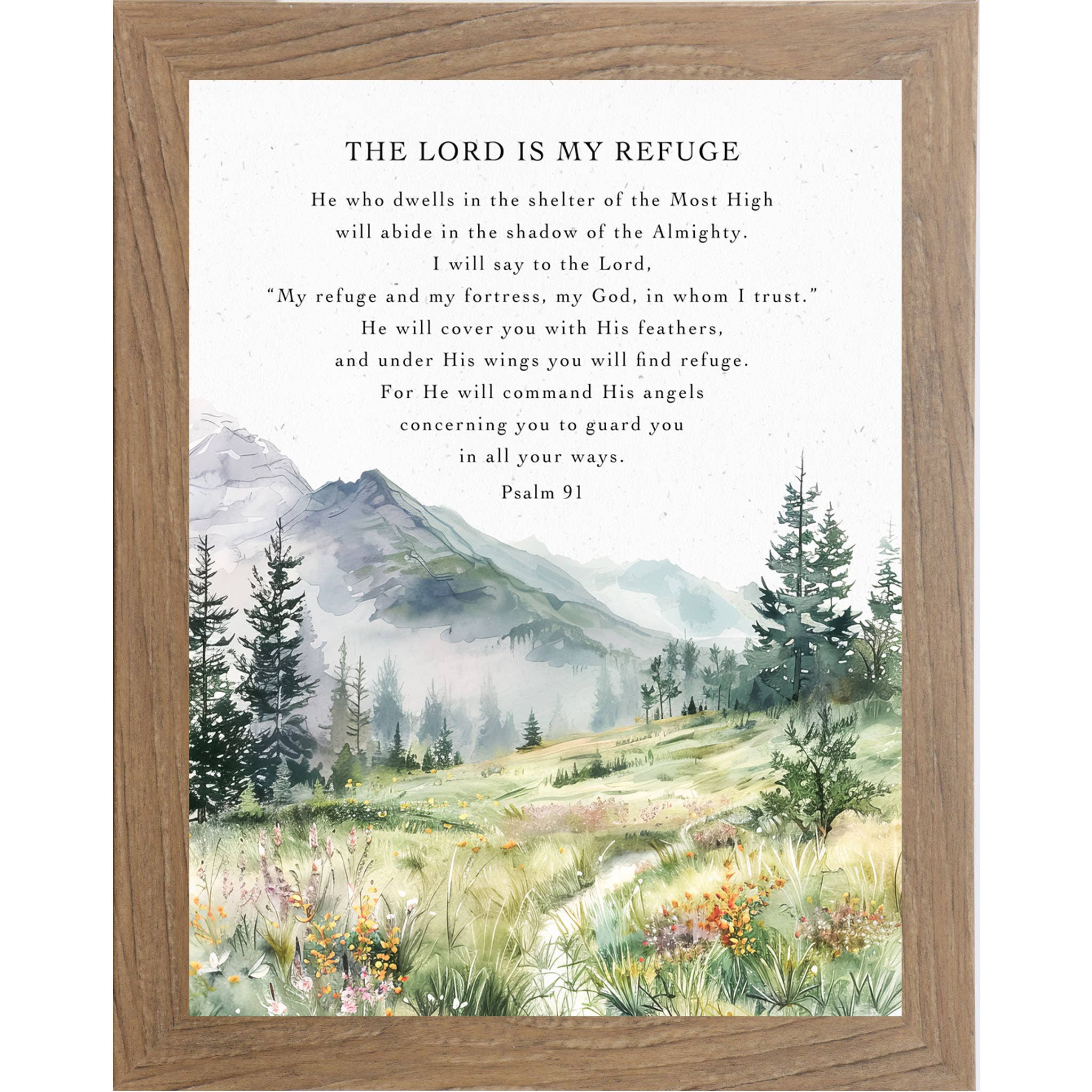 The Lord Is My Refuge Psalm 91 Christian Art Sign Decor