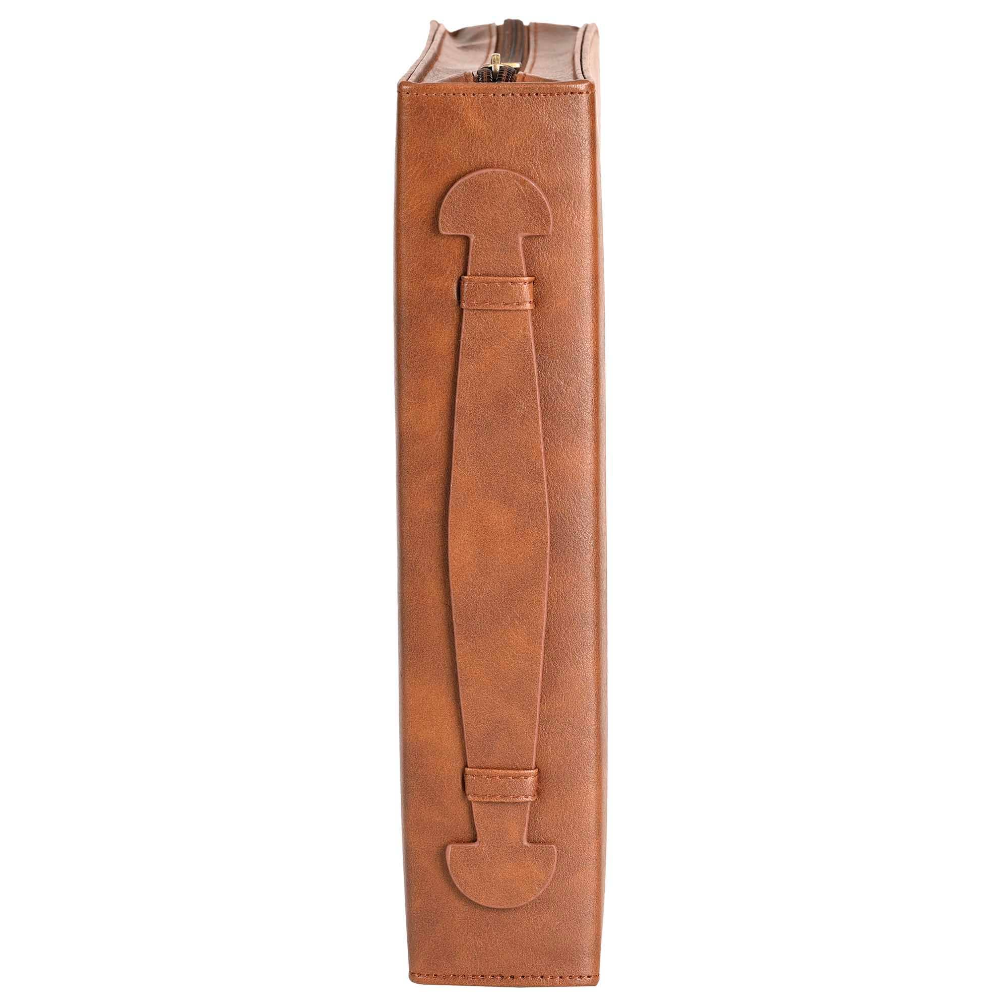 White Dove -Bible Cover Classic Cross Brown XLarge