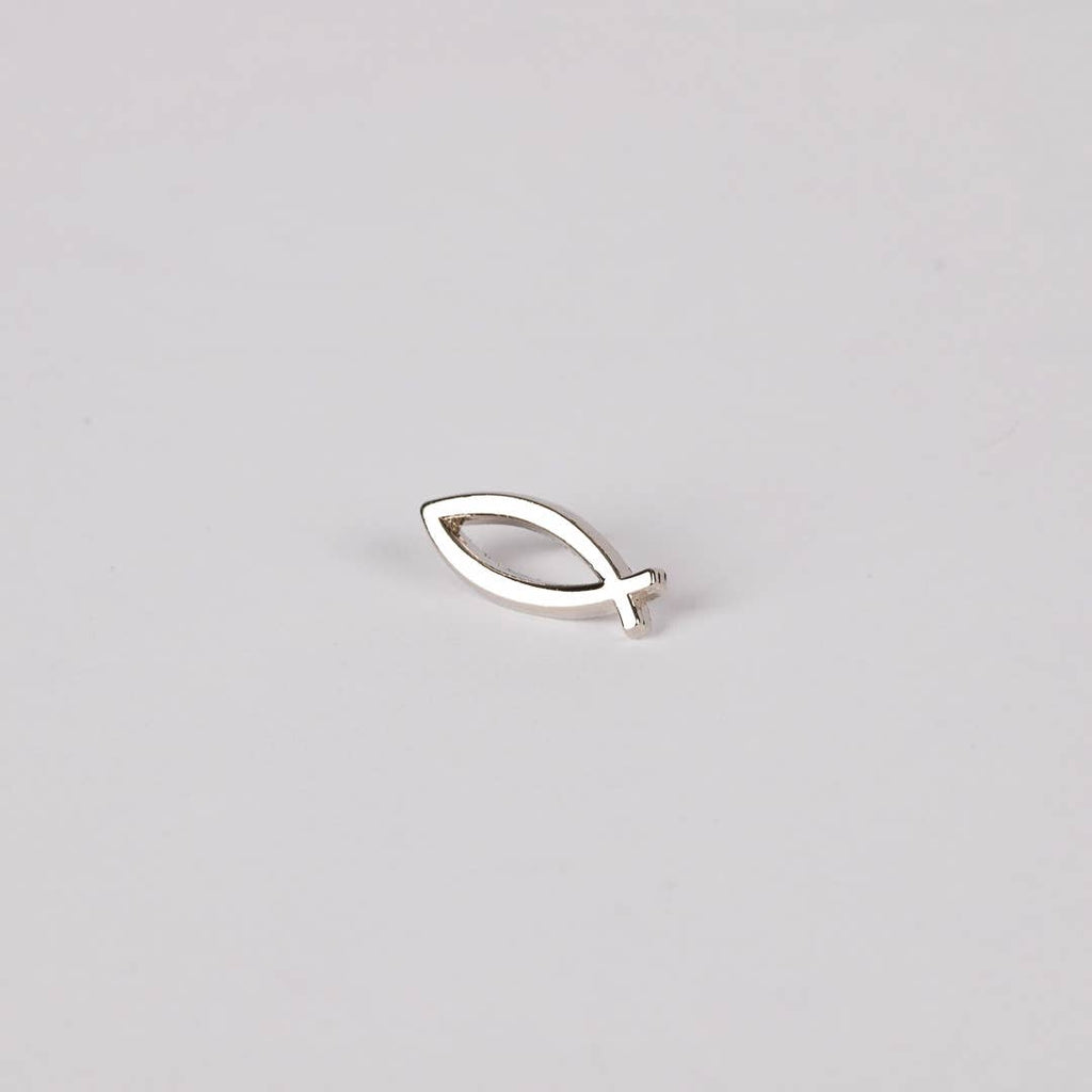 Lapel Pin Open Fish Silver Pk6