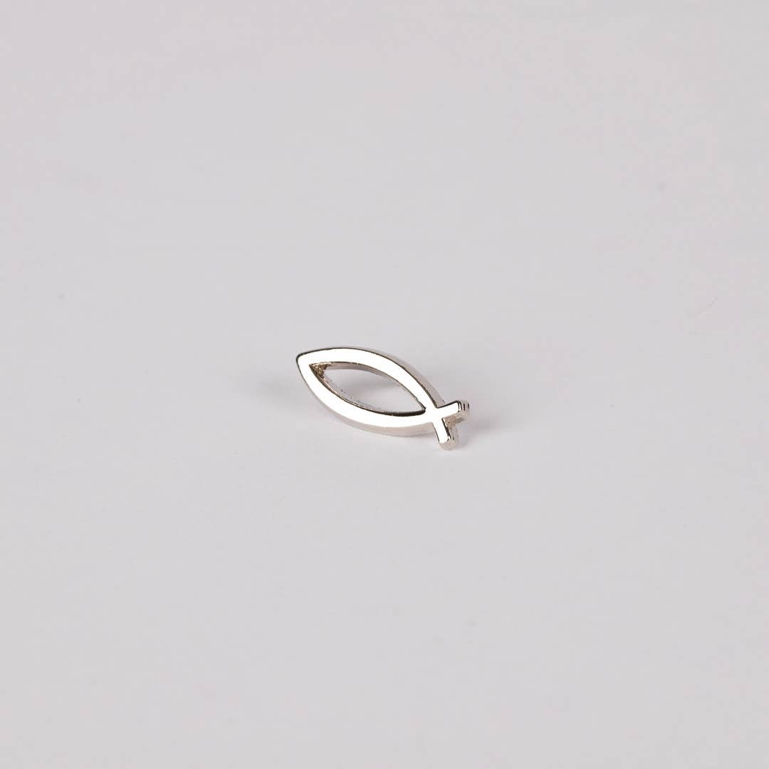 Lapel Pin Open Fish Silver Pk6