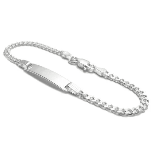 Children€™s 925 Sterling Silver Cuban Link ID Bracelet €“ Custom Engraving | 6-Inch Sterling Silver Baby Bracelet - Jewelry Store by Erik Rayo