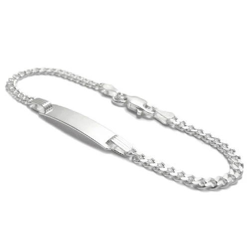 Children’s 925 Sterling Silver Cuban Link ID Bracelet – Custom Engraving | 6-Inch Sterling Silver Baby Bracelet