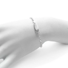 Load image into Gallery viewer, Kids 925 Sterling Silver ID Bracelet – Glossy Finish Engravable Plate | 6-Inch Length
