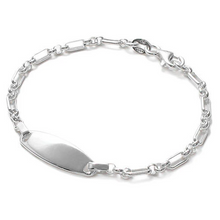 Load image into Gallery viewer, Kids 925 Sterling Silver ID Bracelet – Glossy Finish Engravable Plate | 6-Inch Length
