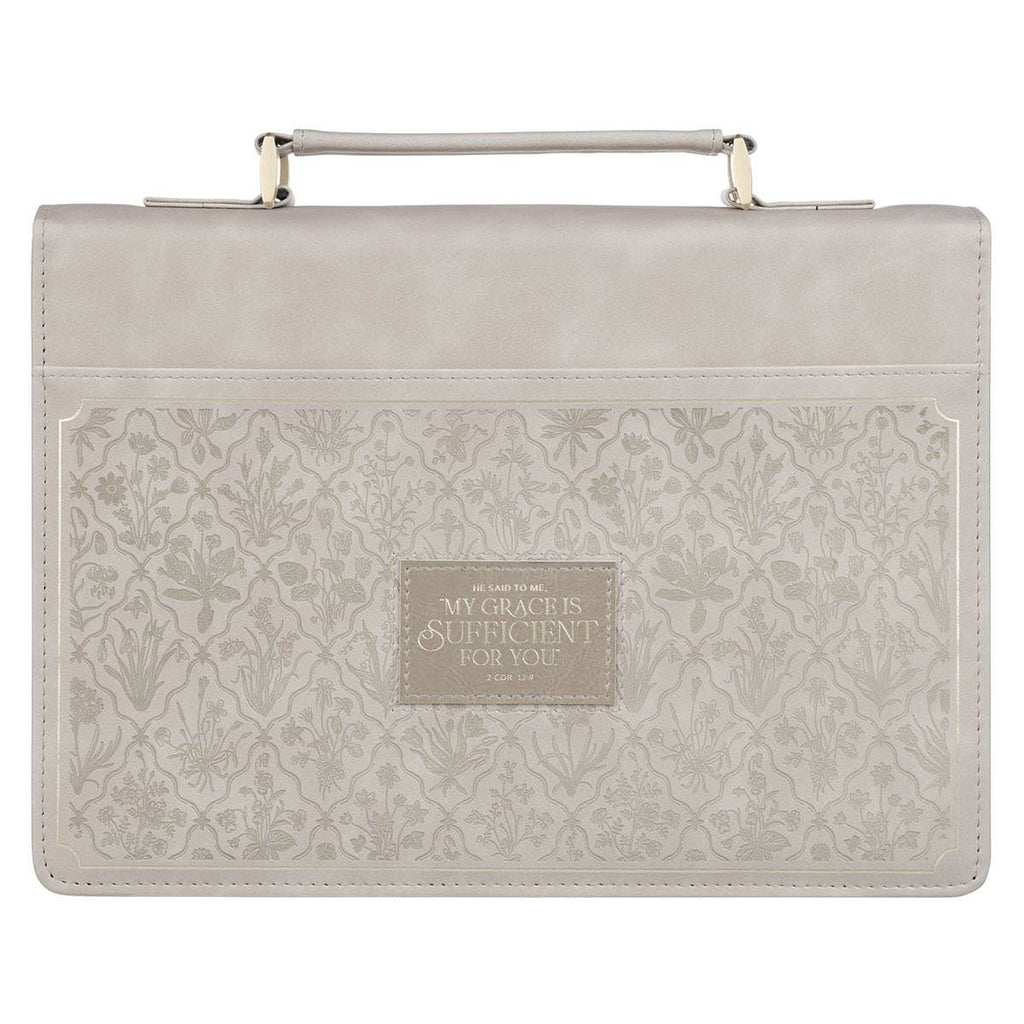 Bible Cover Fashion Taupe My Grace Is Sufficient 2 Cor 12:9