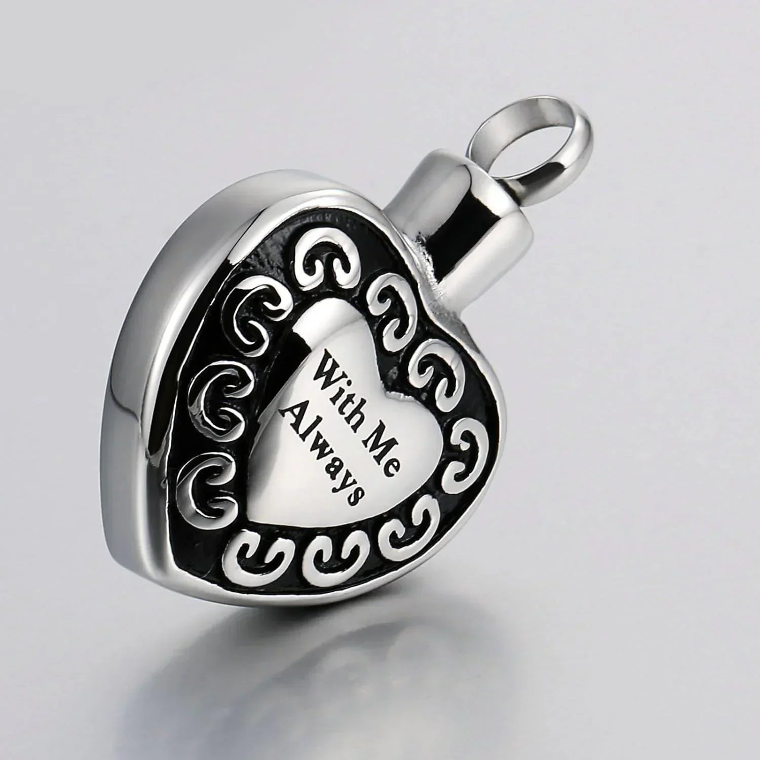 Cremation Urn Necklace Heart Ash Holder Keepsake Memorial With Me Always - Jewelry Store by Erik Rayo