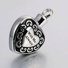 Load image into Gallery viewer, Cremation Urn Necklace Heart Ash Holder Keepsake Memorial With Me Always
