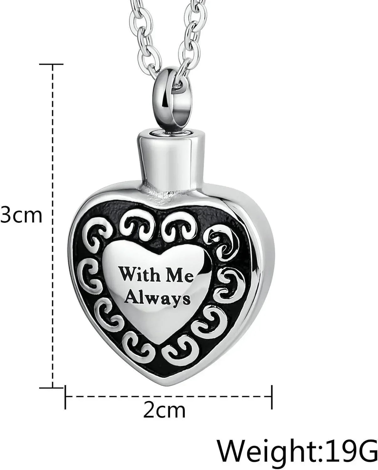 Cremation Urn Necklace Heart Ash Holder Keepsake Memorial With Me Always - Jewelry Store by Erik Rayo