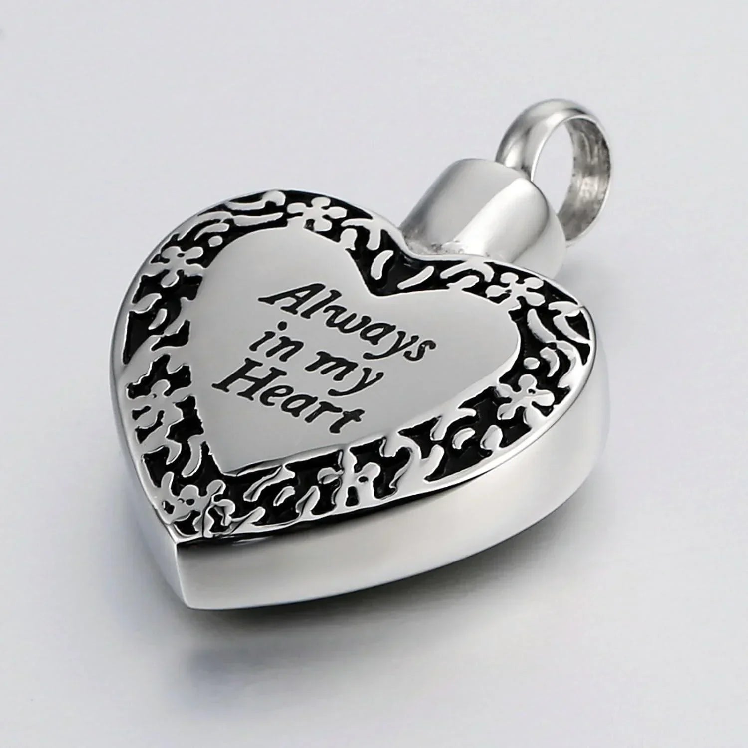 Cremation Urn Necklace Heart Ash Holder Keepsake Memorial Always With Me - Jewelry Store by Erik Rayo