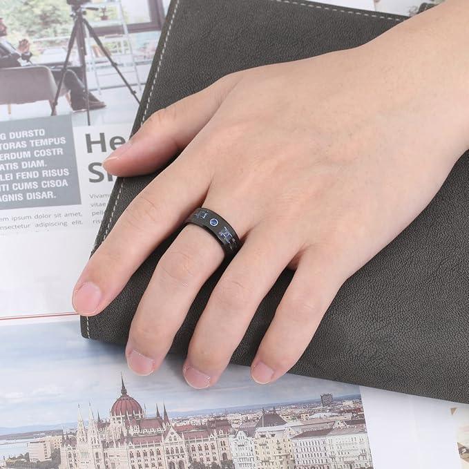Men's Wedding Band Ring with Blue Carbon Fiber and Blue Diamond for Men and Women - Jewelry Store by Erik Rayo