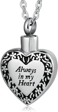 Load image into Gallery viewer, Cremation Urn Necklace Heart Ash Holder Keepsake Memorial Always With Me
