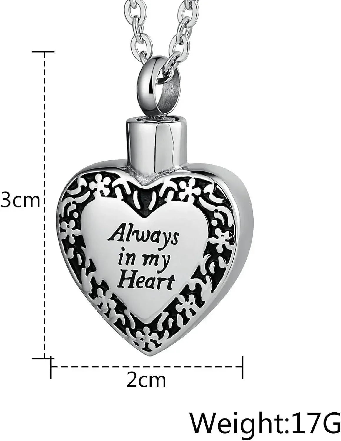 Cremation Urn Necklace Heart Ash Holder Keepsake Memorial Always With Me - Jewelry Store by Erik Rayo