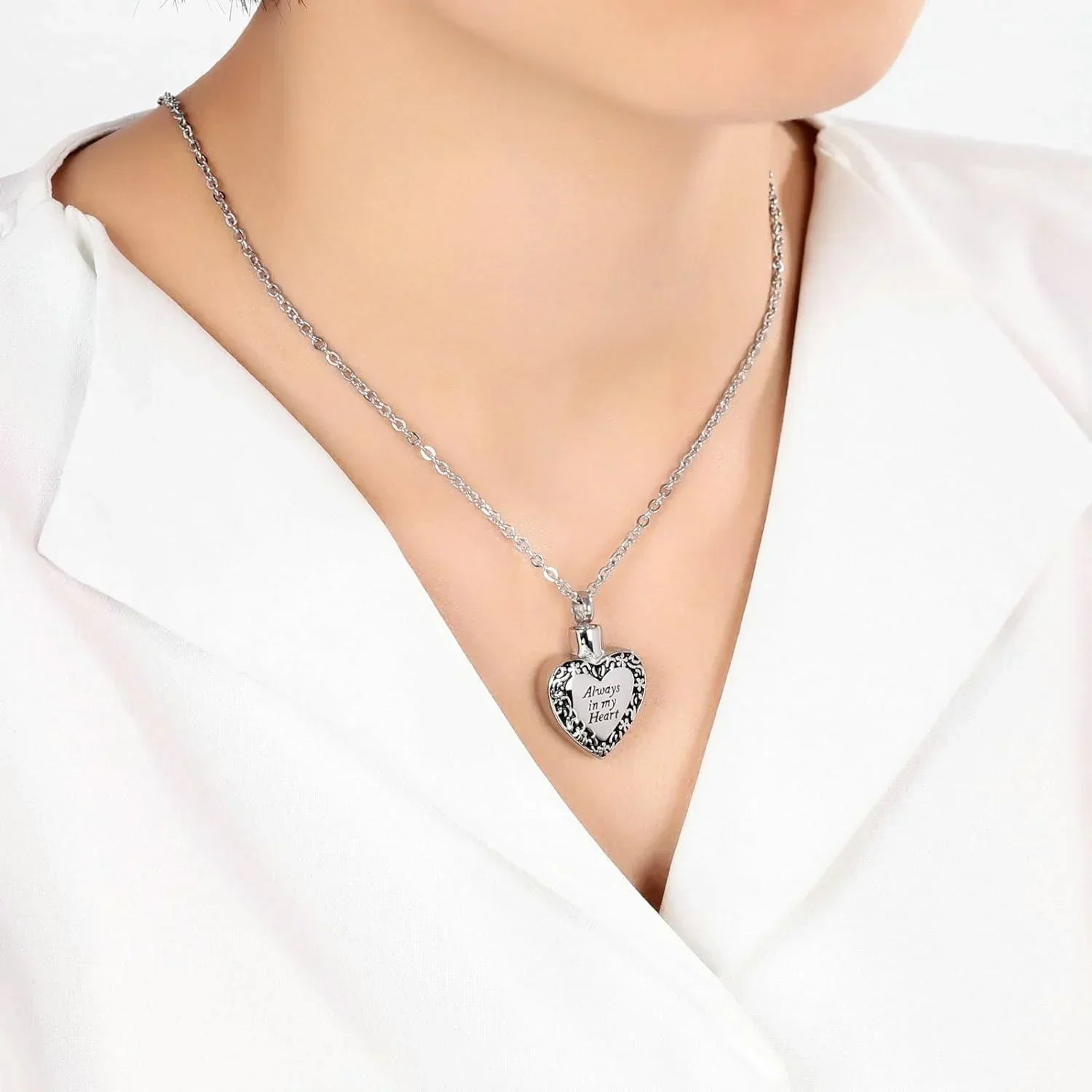 Cremation Urn Necklace Heart Ash Holder Keepsake Memorial Always With Me - Jewelry Store by Erik Rayo