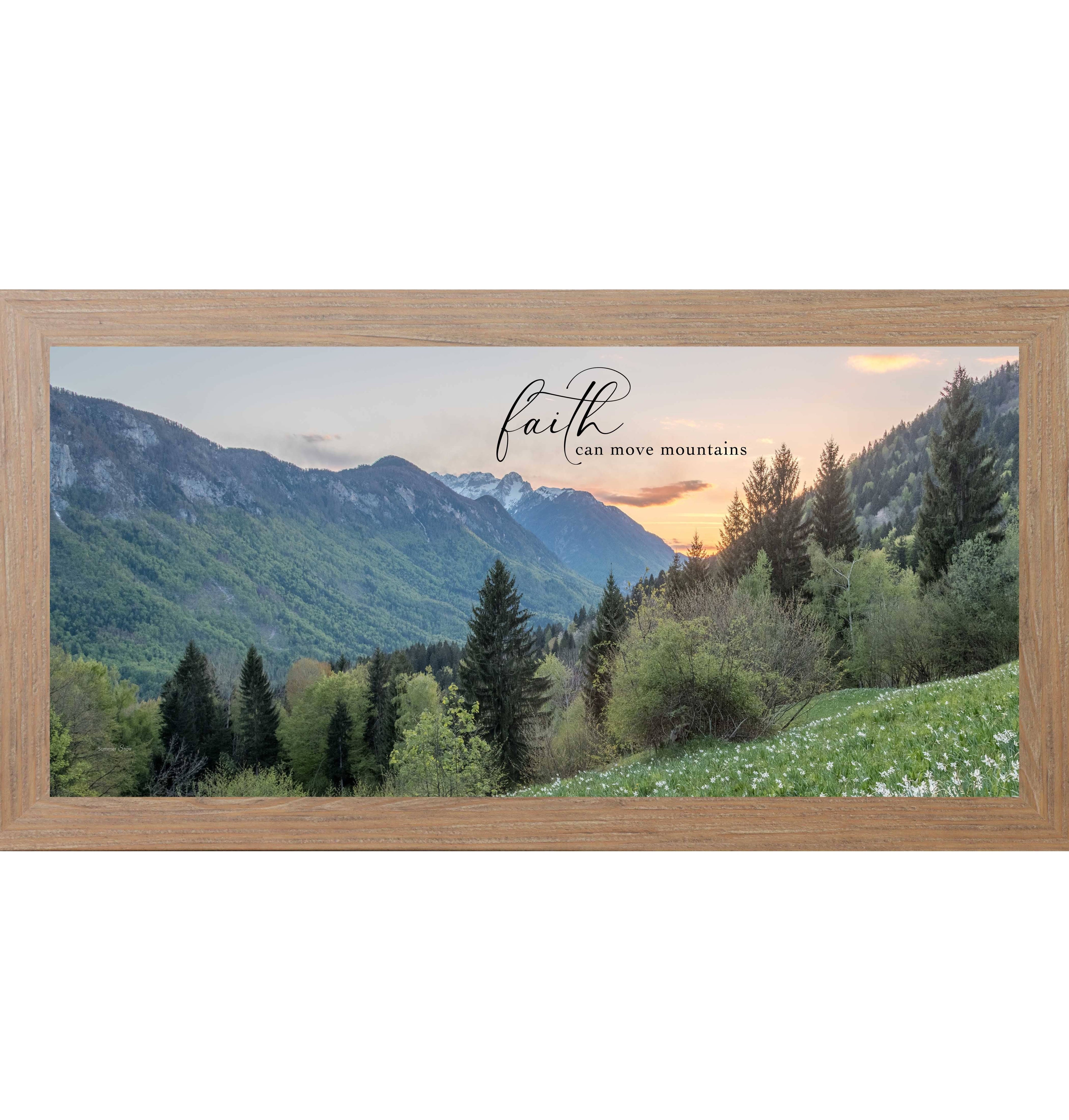 Faith Can Move Mountains Wall Art – Scenic Mountain Sunrise Inspirational Quote (SA2010)