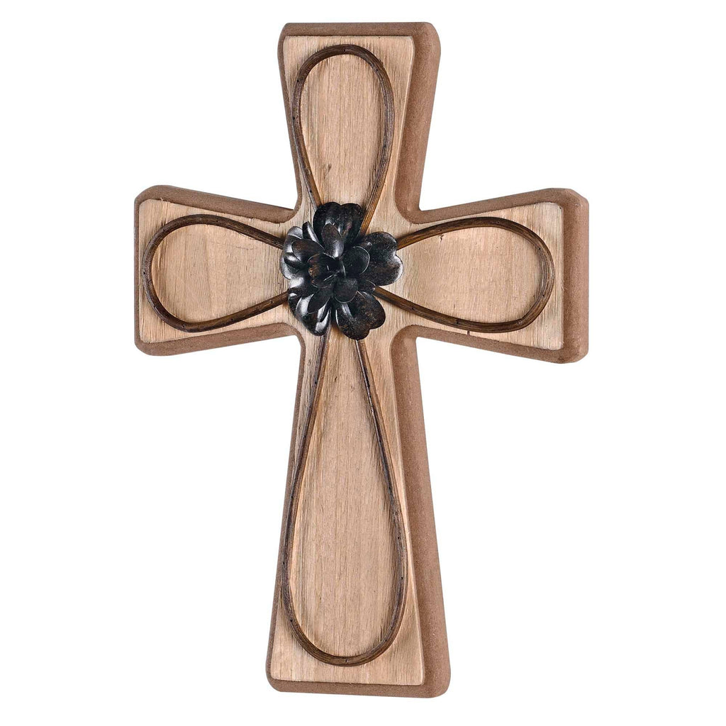 Wall Cross Wood Metal 11.75h