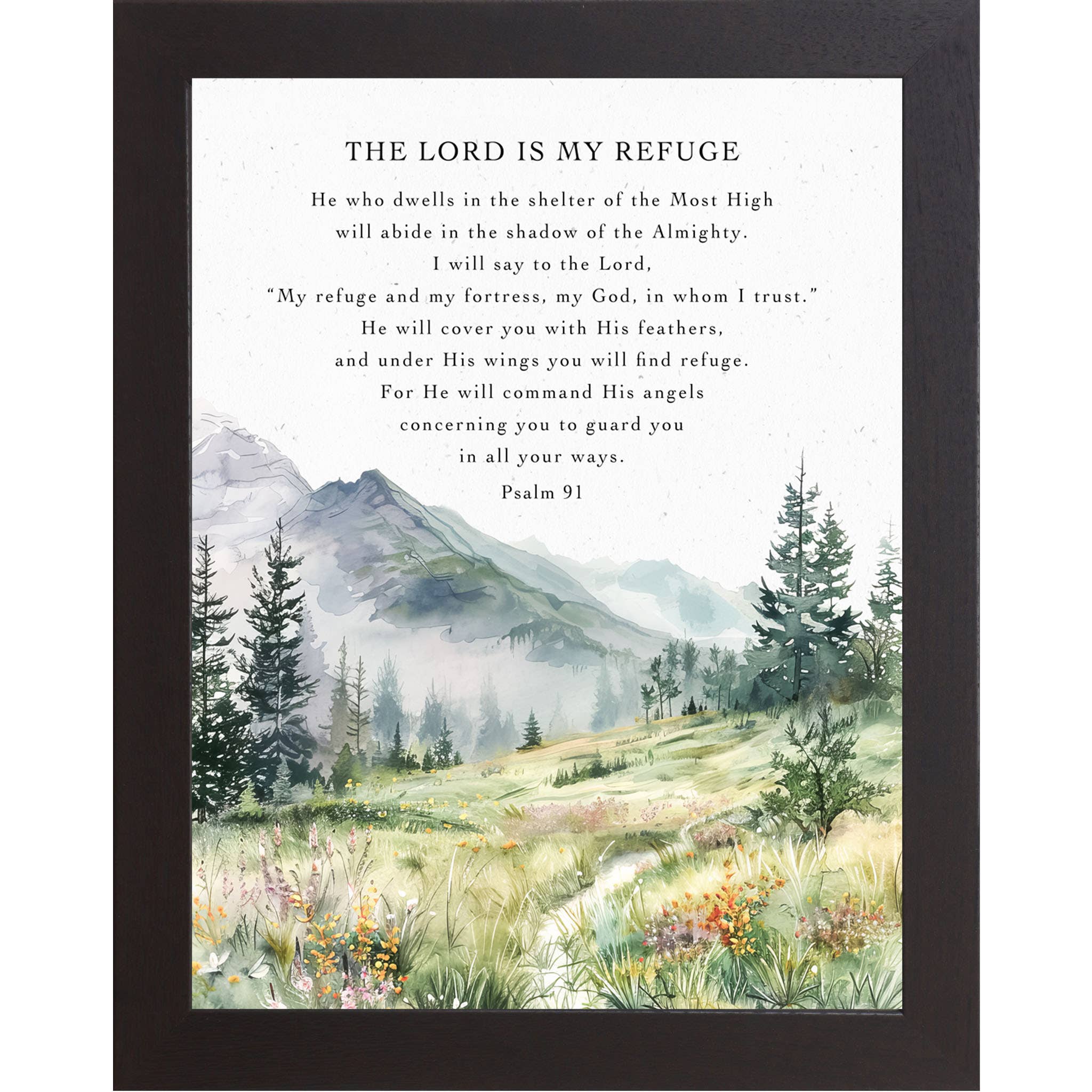 The Lord Is My Refuge Psalm 91 Christian Art Sign Decor